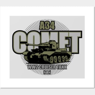 A34 Comet Tank (Front & Back logo) Posters and Art